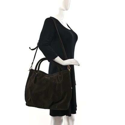 Prada Suede Scamosciato Tote Grafite 2 of 8