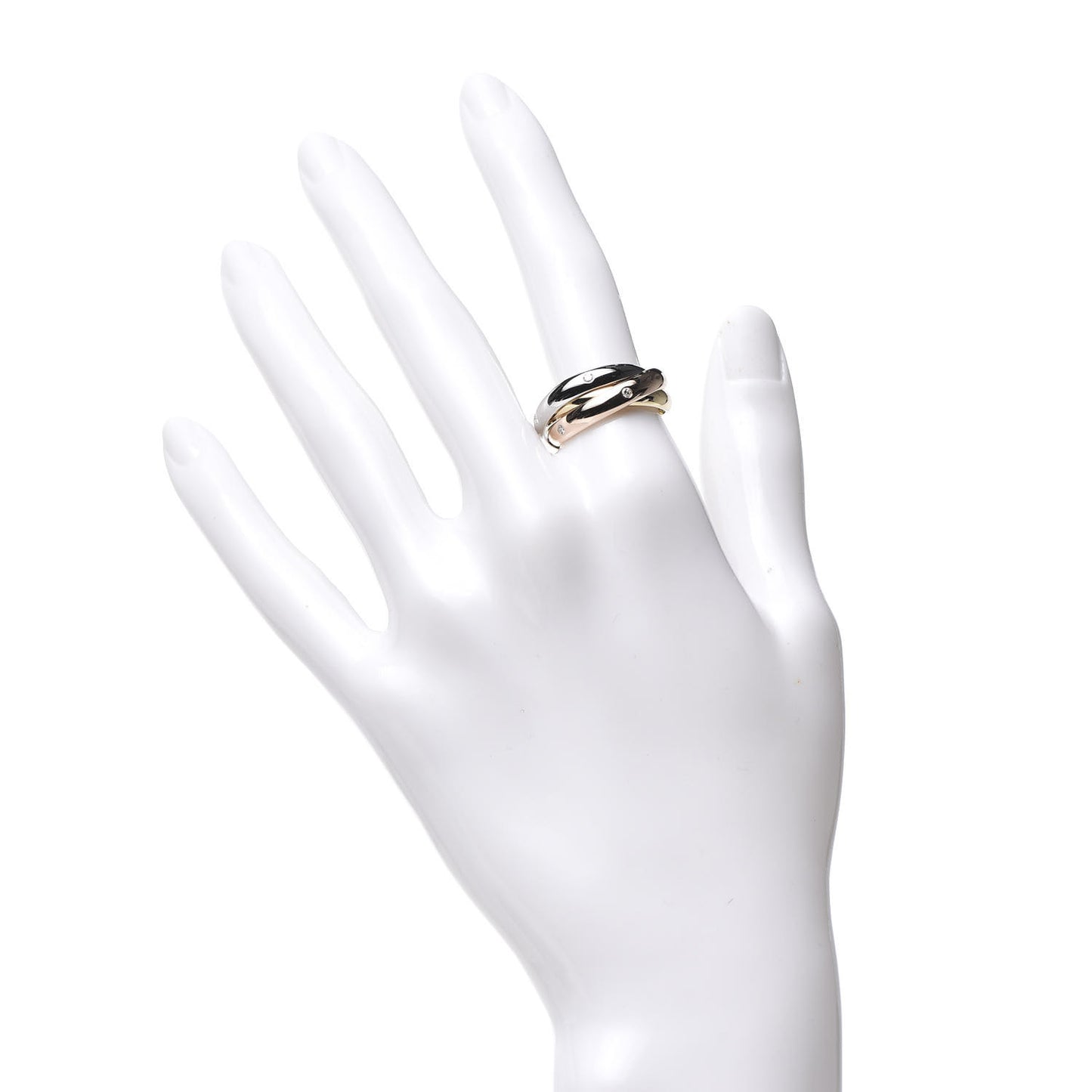 18K Pink Yellow White Gold Diamond Trinity Ring 52 6