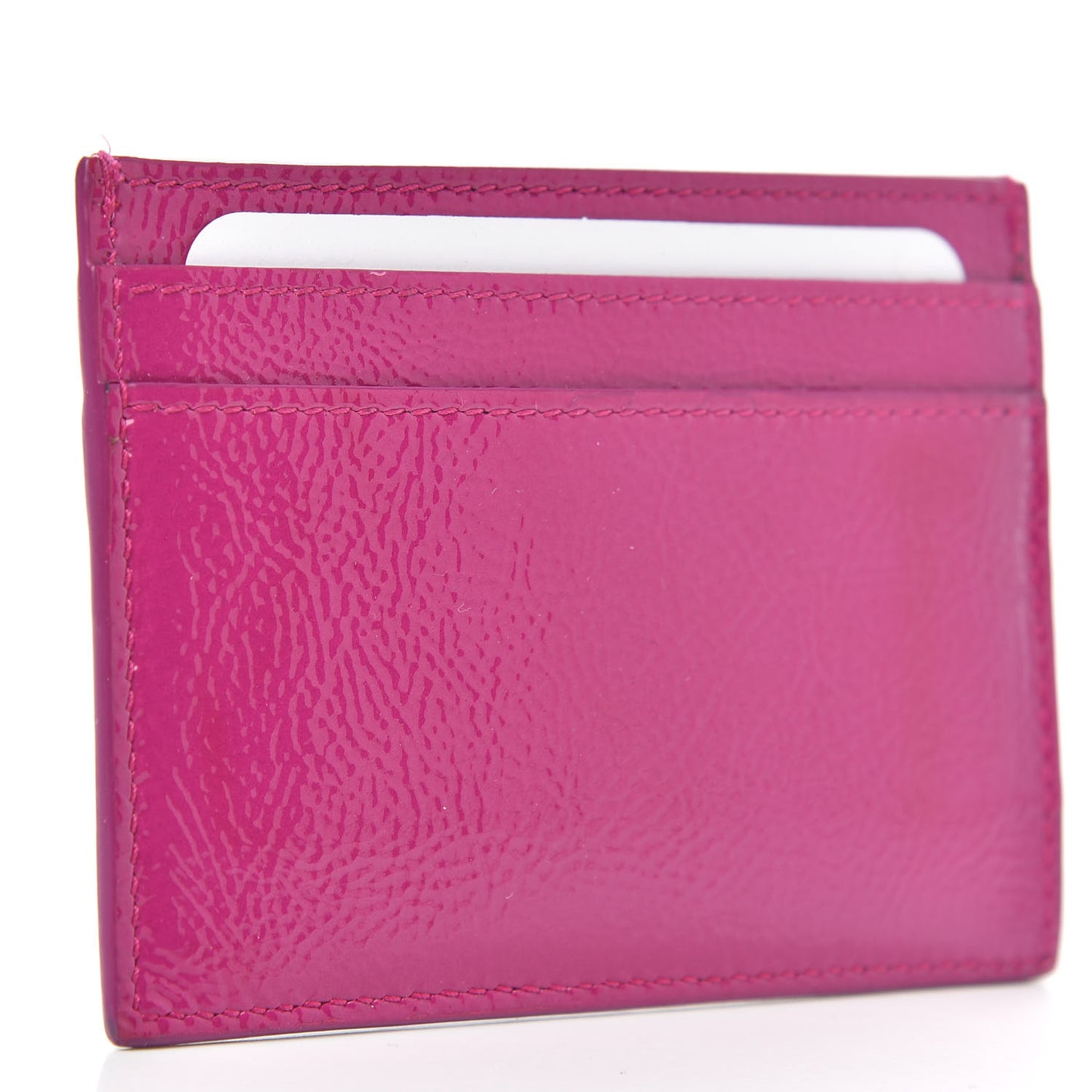 Textured Patent Card Case Electric Pink