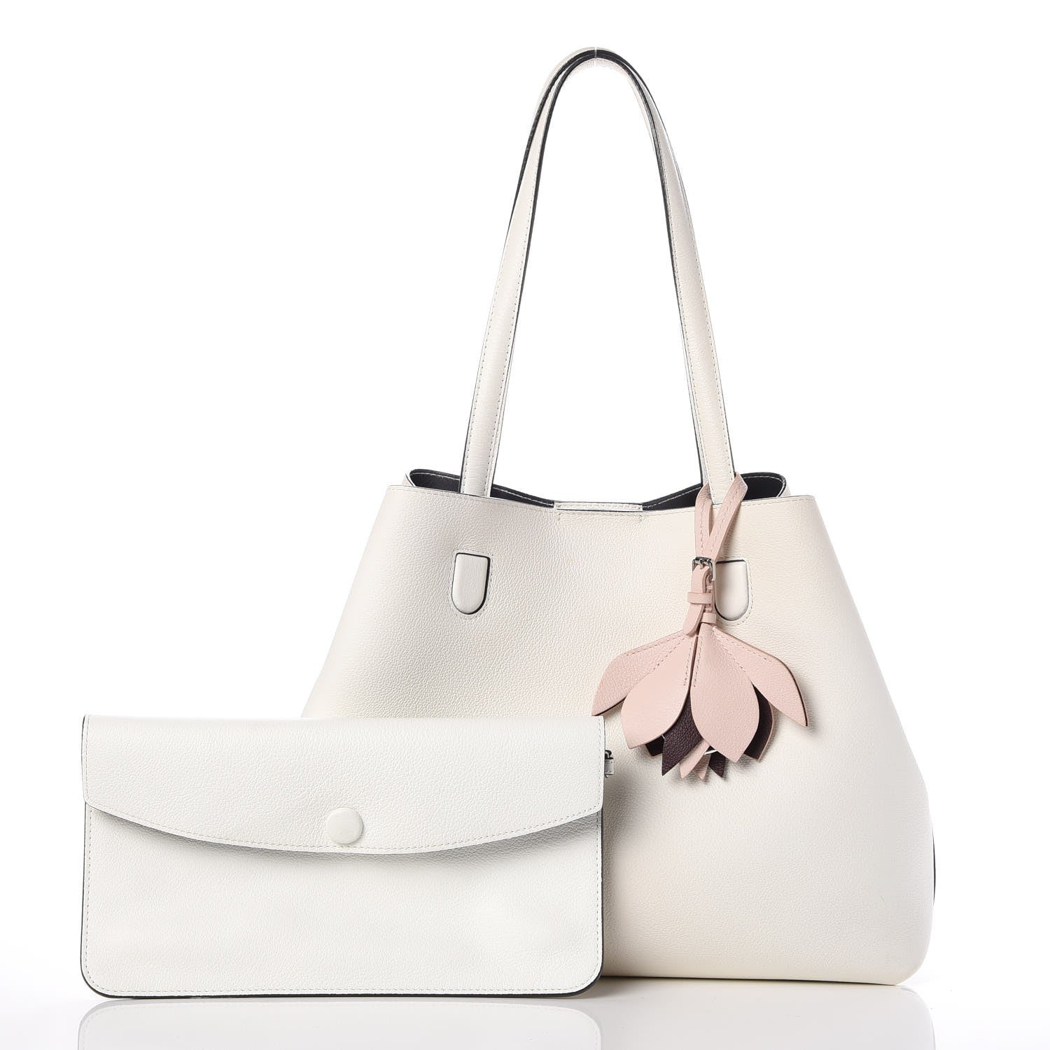 Christian Dior Grained Calfskin Medium Blossom Tote White 3 of 11