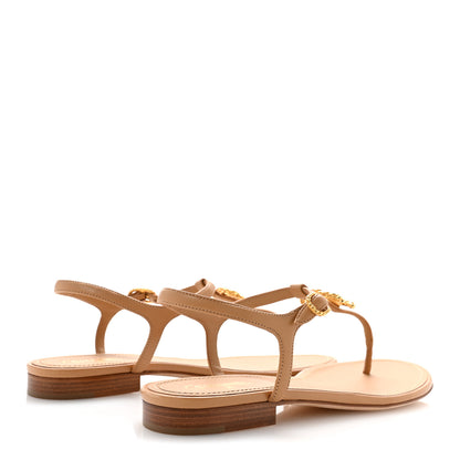 Chanel Lambskin CC Logo Thong Sandals 39 Light Brown 5 of 9