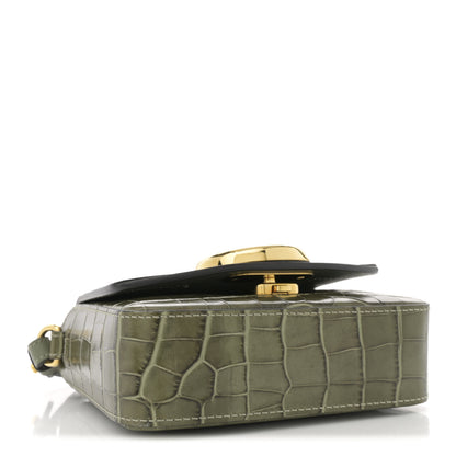 Chloe Calfskin Crocodile Embossed Mini C Double Carry Misty Forest 3 of 9