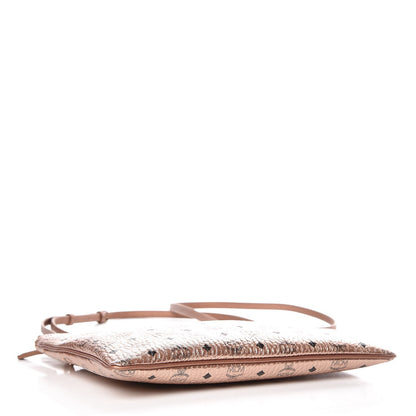 MCM Metallic Visetos Medium Crossbody Pouch Champagne 4 of 7