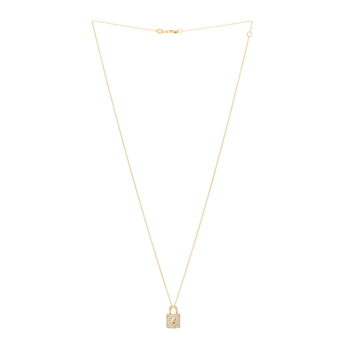 18K Yellow Gold Diamond Tiny Treasures Lock Pendant Necklace
