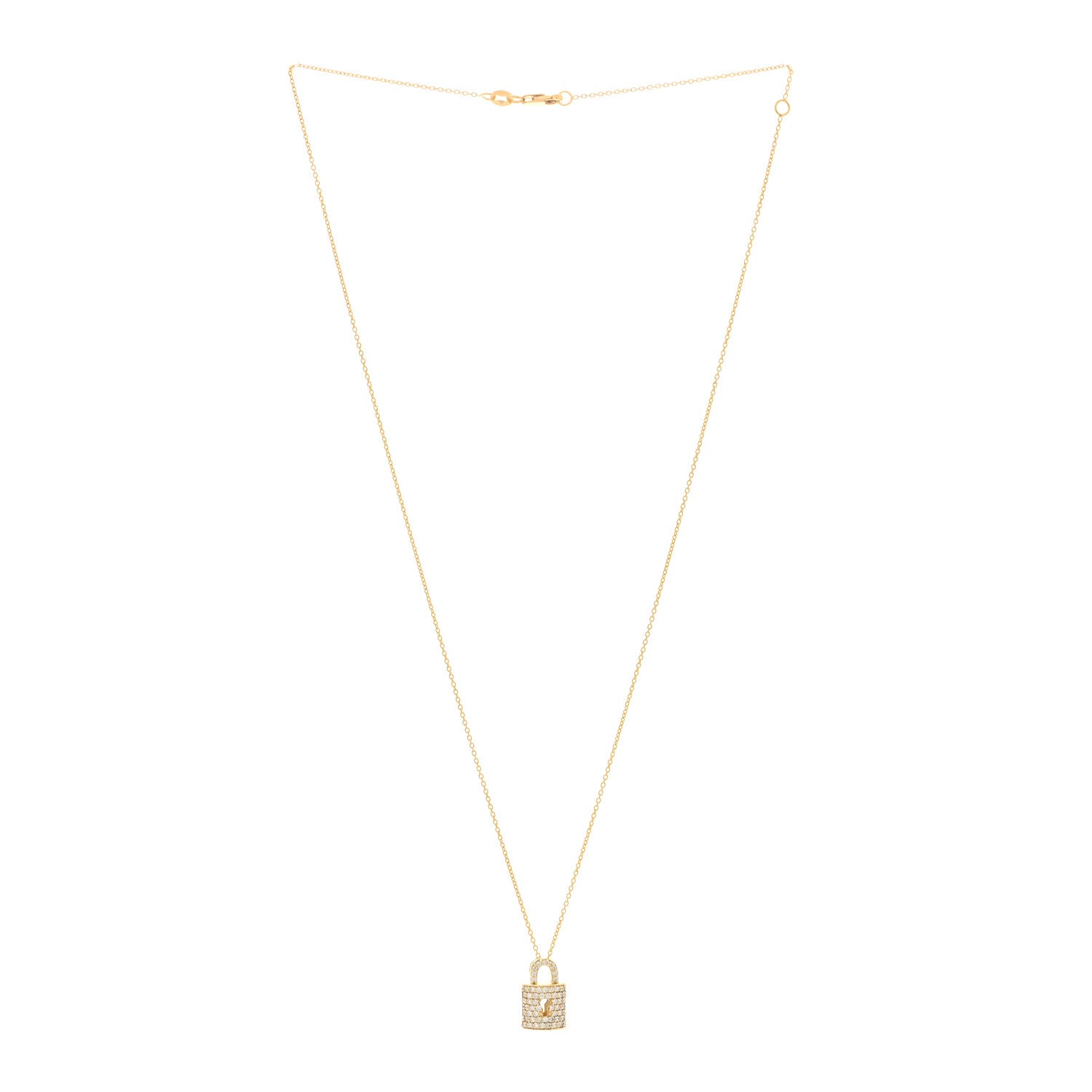 Roberto Coin 18K Yellow Gold Diamond Tiny Treasures Lock Pendant Necklace 2 of 6
