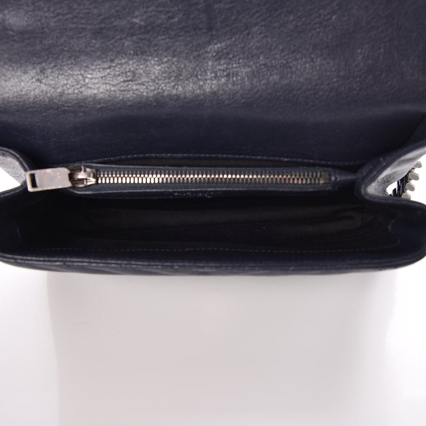 Sheepskin Matelasse Chevron Monogram Medium College Bag Deep Marine