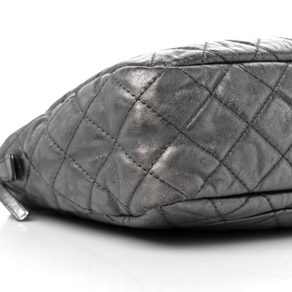 Chanel Metallic Aged Calfskin Quilted Large Reissue Camera Case Silver 7 of 11