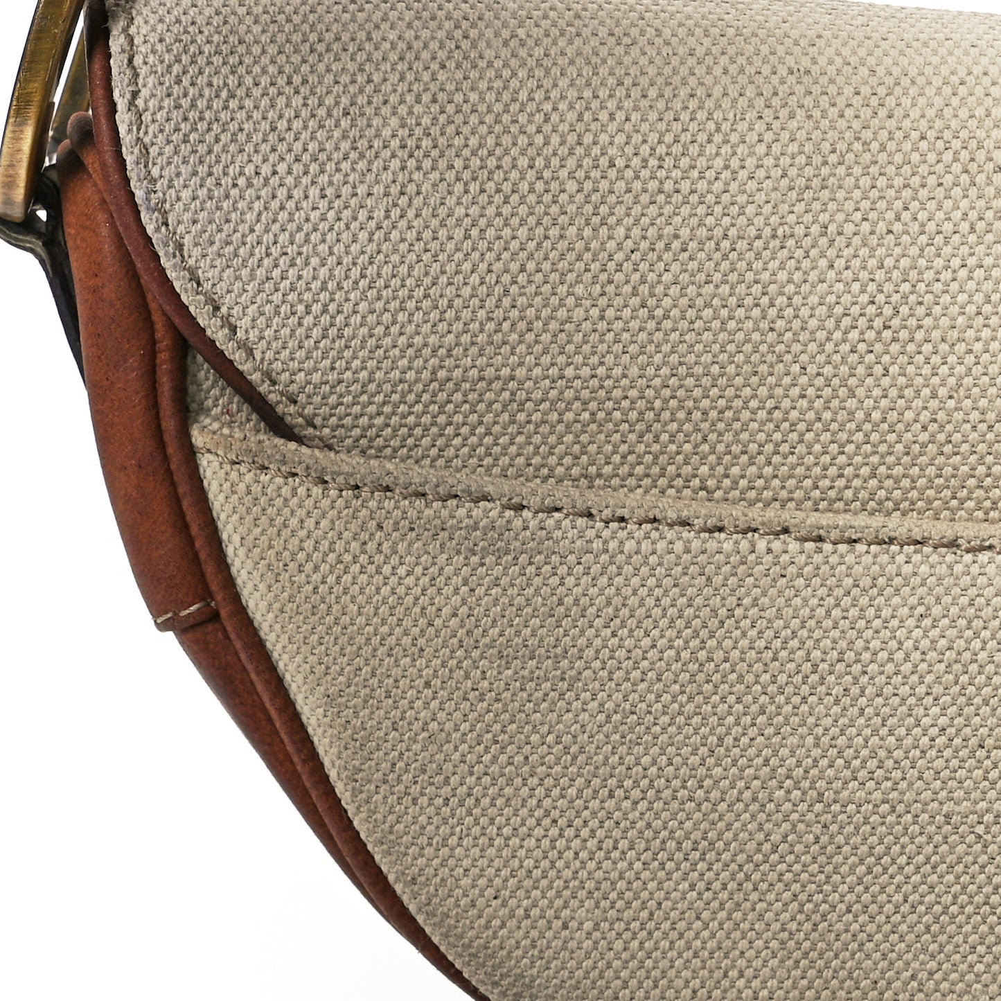 Canvas Calfskin Saddle Bag Beige