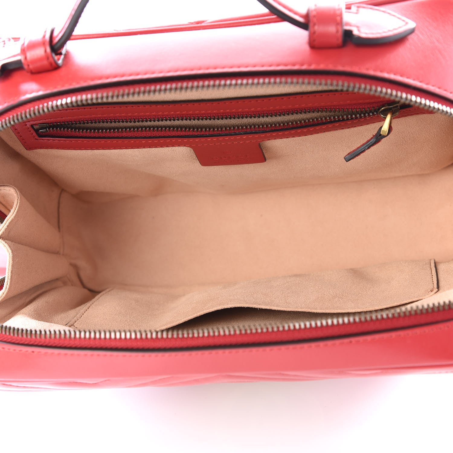 Gucci Calfskin Matelasse Sylvie Web Small GG Marmont Top Handle Shoulder Bag Hibiscus Red 4 of 8
