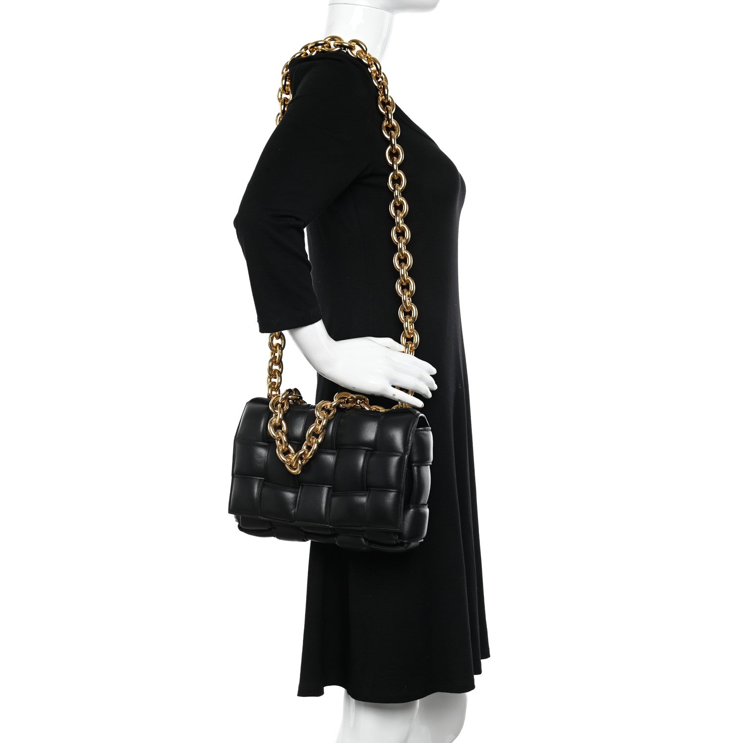 Bottega Veneta Lambskin Maxi Intreccio Padded Chain Cassette Crossbody Bag Black 2 of 13