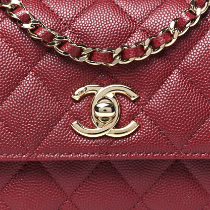 Chanel Caviar Quilted Coco Handle Clutch With Chain Burgundy 8 of 10