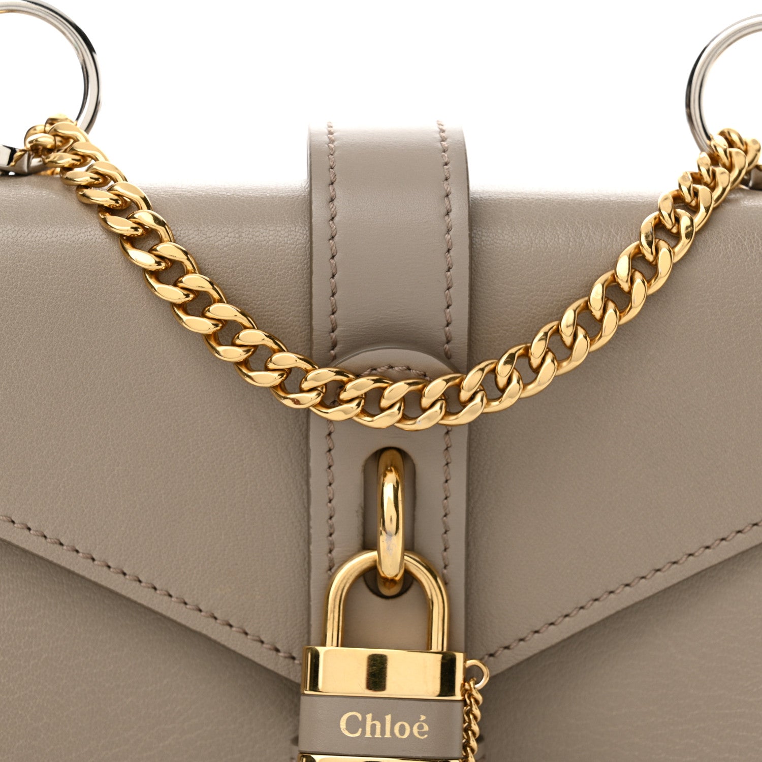 Chloe Shiny Goatskin Calfskin Mini Aby Chain Shoulder Bag Motty Grey 7 of 14