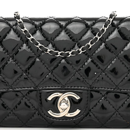 Chanel Patent Calfskin Quilted Flap Clutch With Chain Black 5 of 10
