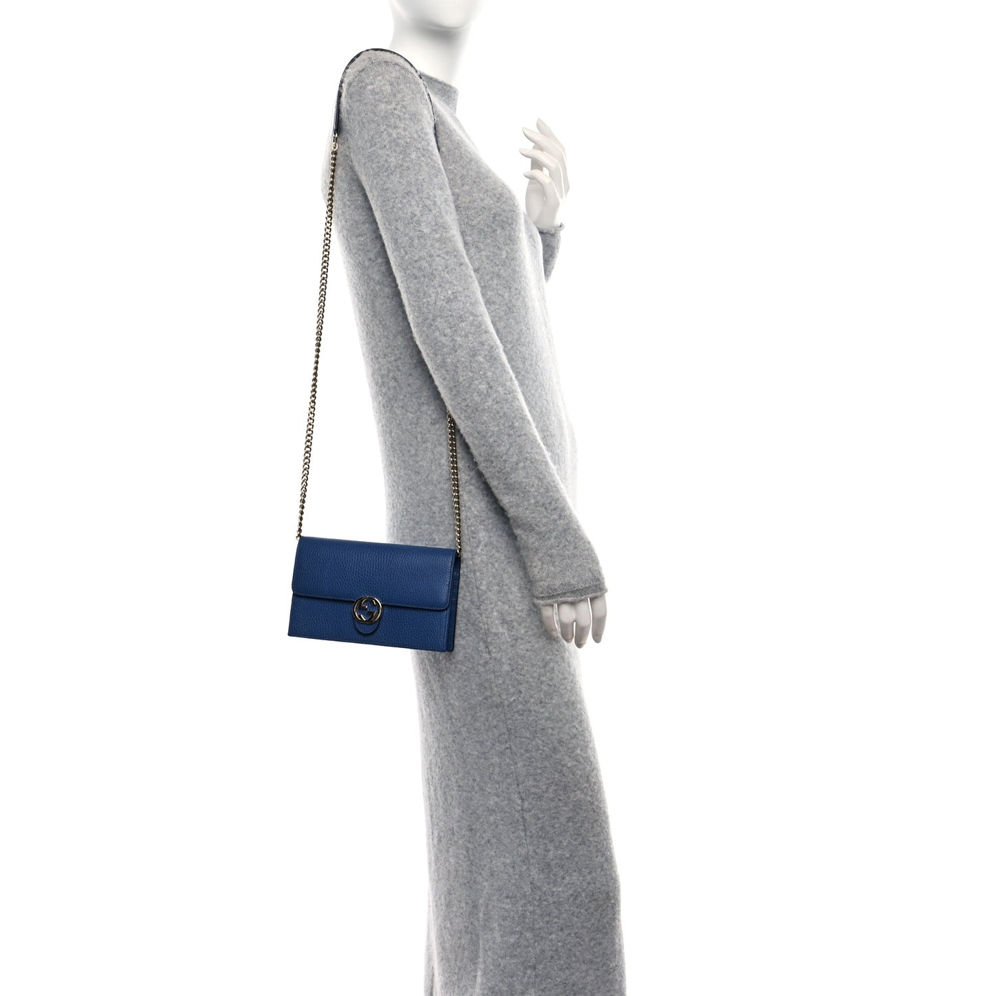 Dollar Calfskin Interlocking G Chain Wallet Caspian