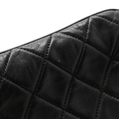 Chanel Lambskin Quilted Pearl Kiss Lock Clutch Black White 15 of 15