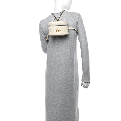 Gucci Calfskin Matelasse Mini GG Marmont Round Backpack White 3 of 10