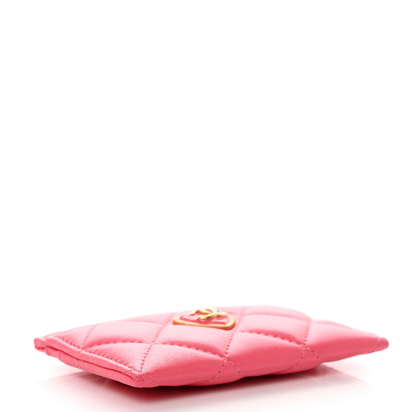 Lambskin Plexiglass Quilted Coco Love Card Holder Pink