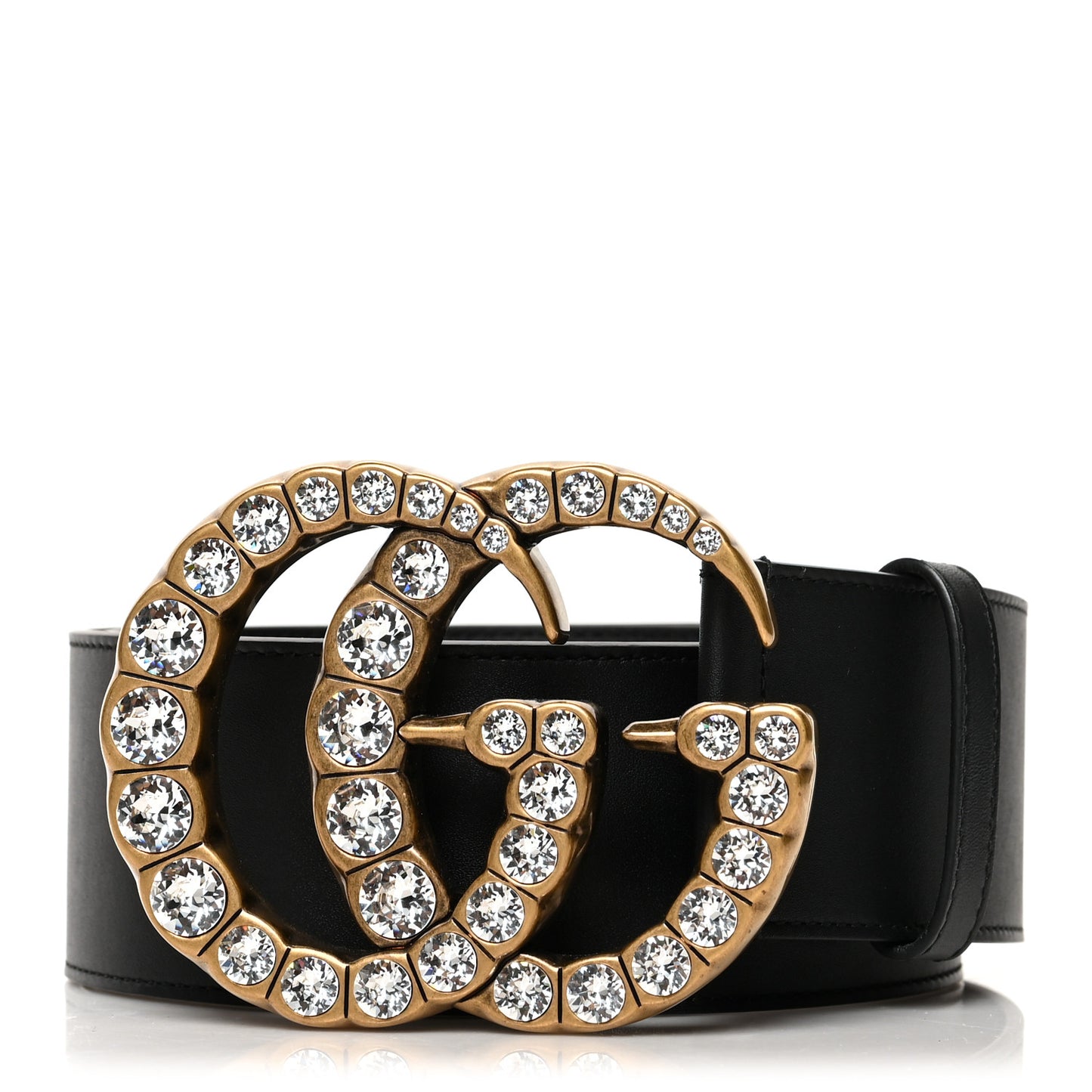 Calfskin Crystal Double G 55mm Belt 80 32 Black