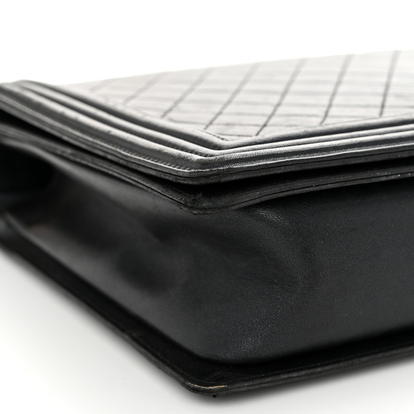 Lambskin Quilted Large Boy Flap Black