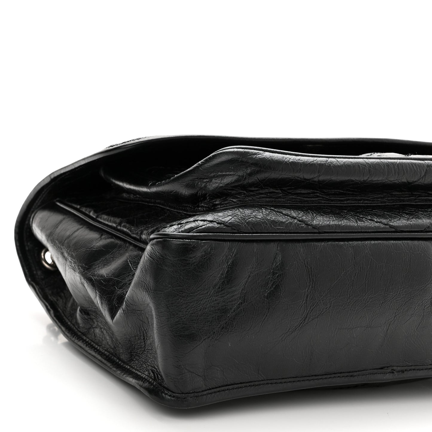 Crinkled Calfskin Matelasse Monogram Large Niki Chain Satchel Black