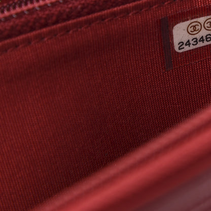 Chanel Caviar Quilted Small Boy Zip Around Wallet Dark Red 8 of 9