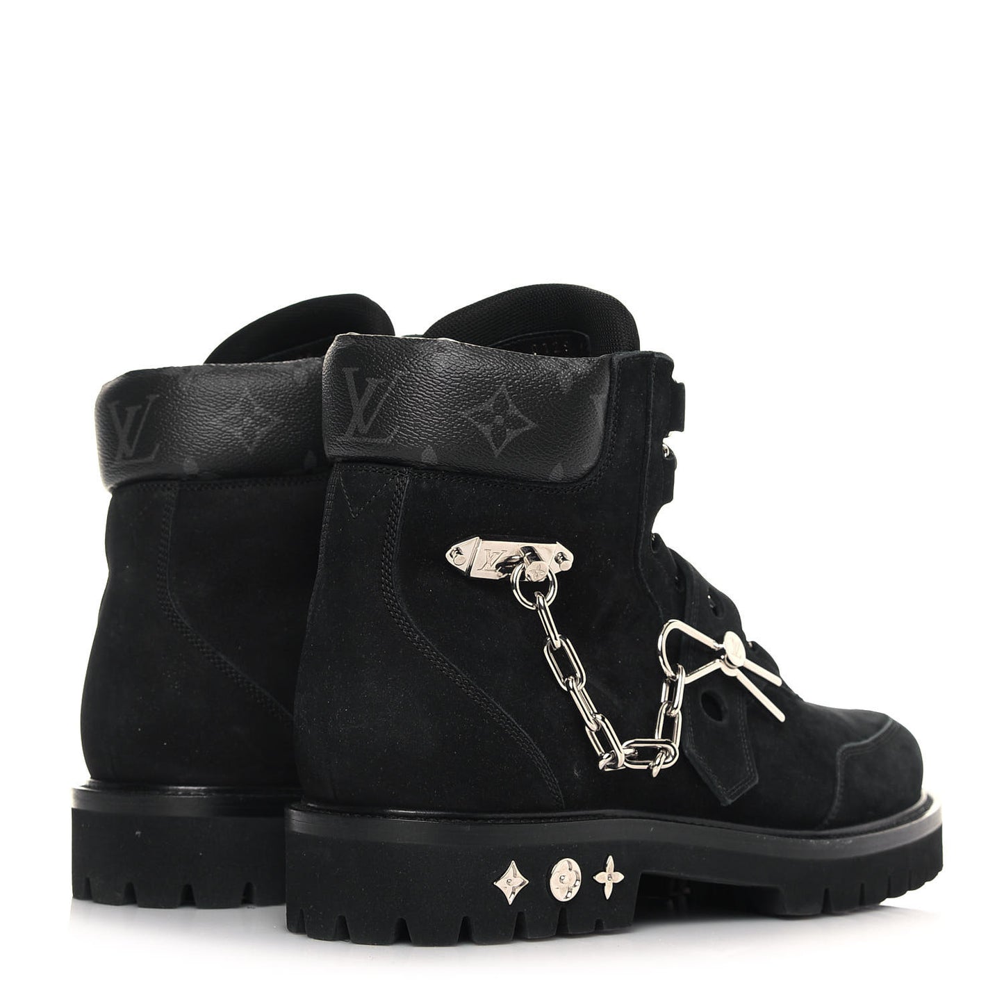 Suede Calfskin Monogram Eclipse Mens Creeper Ankle Boots 11 Black