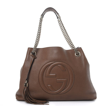 Gucci Pebbled Calfskin Medium Soho Chain Shoulder Bag Maple Brown 1 of 12