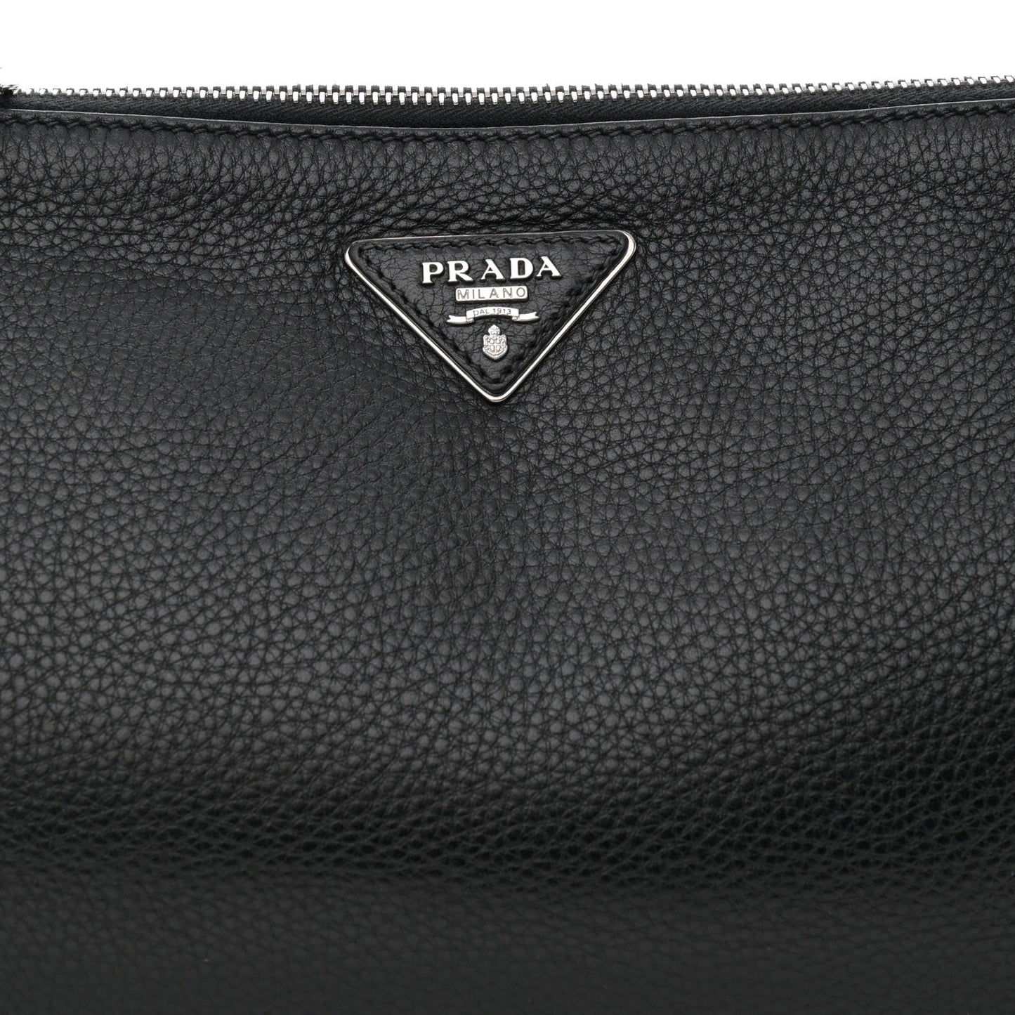Vitello Daino Zippered Crossbody Bag Black
