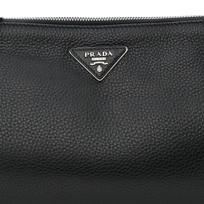 Prada Vitello Daino Zippered Crossbody Bag Black 9 of 12