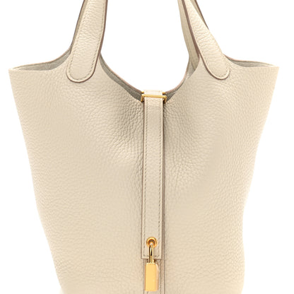 Hermes Taurillon Clemence Picotin Lock 18 PM Beton 7 of 10