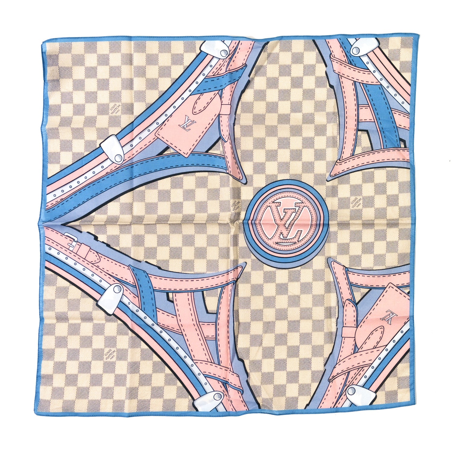 Louis Vuitton Cotton Damier Azur Straps Bandana Scarf Multicolor 1 of 3