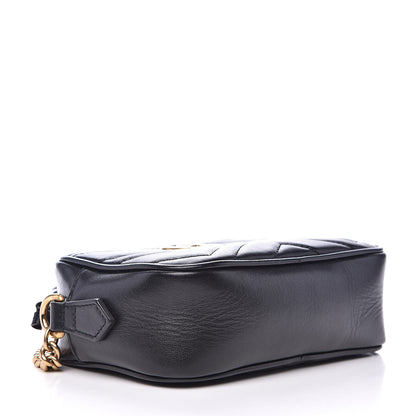 Gucci Calfskin Matelasse Mini GG Marmont Chain Shoulder Bag Black 4 of 14