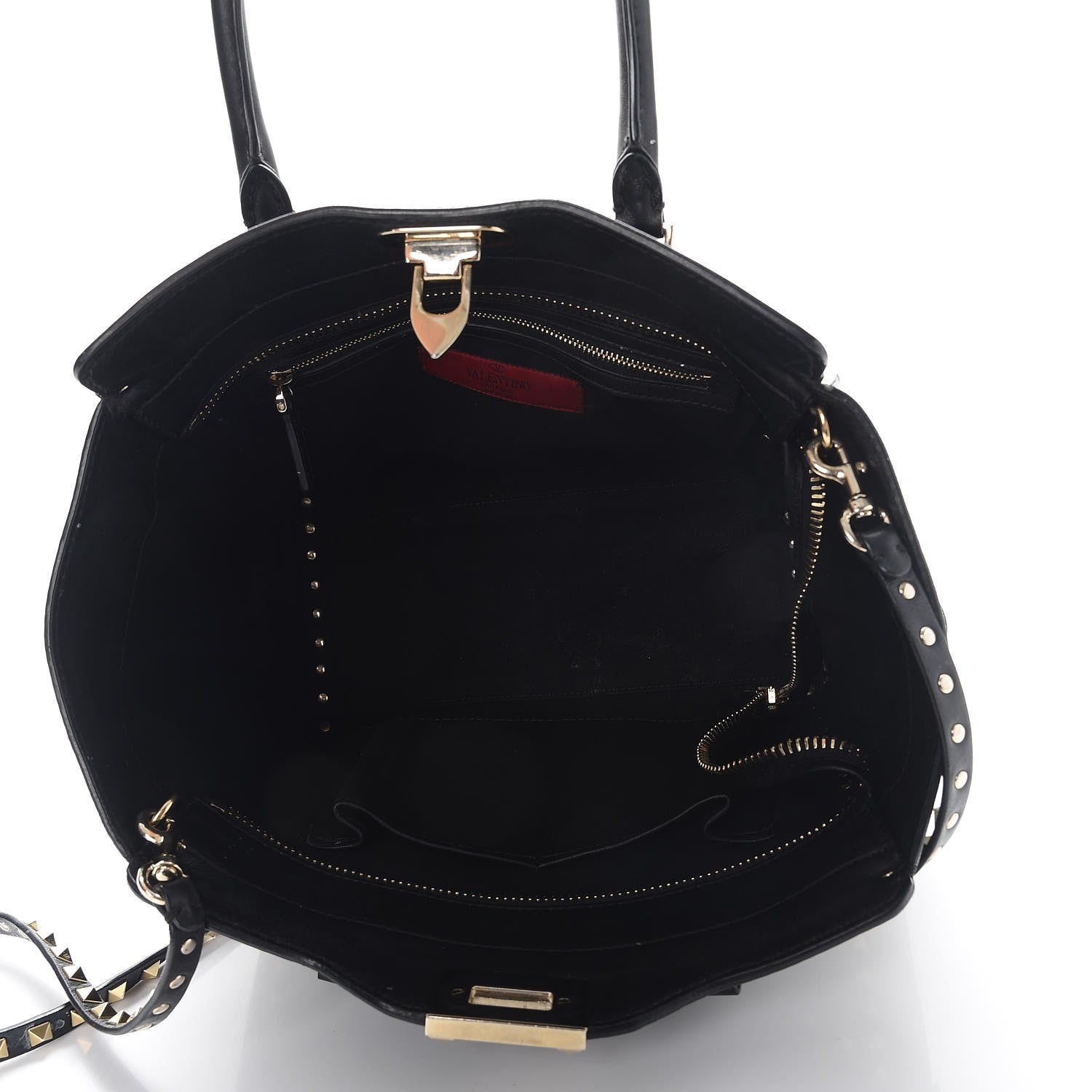 Valentino Garavani Vitello Rockstud Double Handle Tote Black 5 of 17
