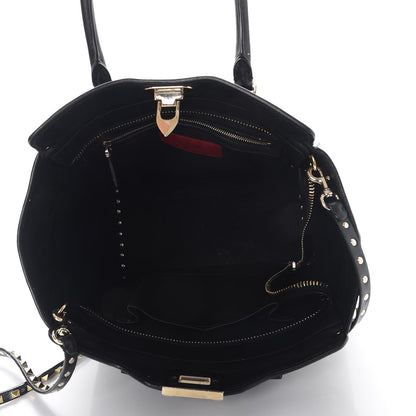 Valentino Garavani Vitello Rockstud Double Handle Tote Black 5 of 17