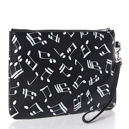 Saint Laurent Calfskin Musical Notes Zip Pouch Black 3 of 8
