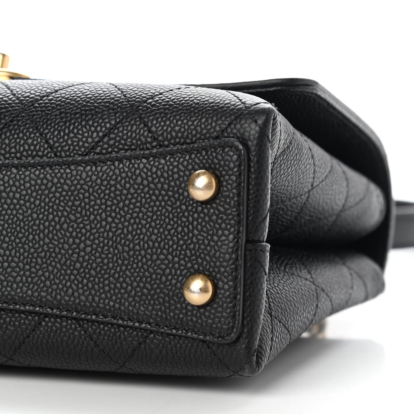 Grained Calfskin Small Stitched Flap Black