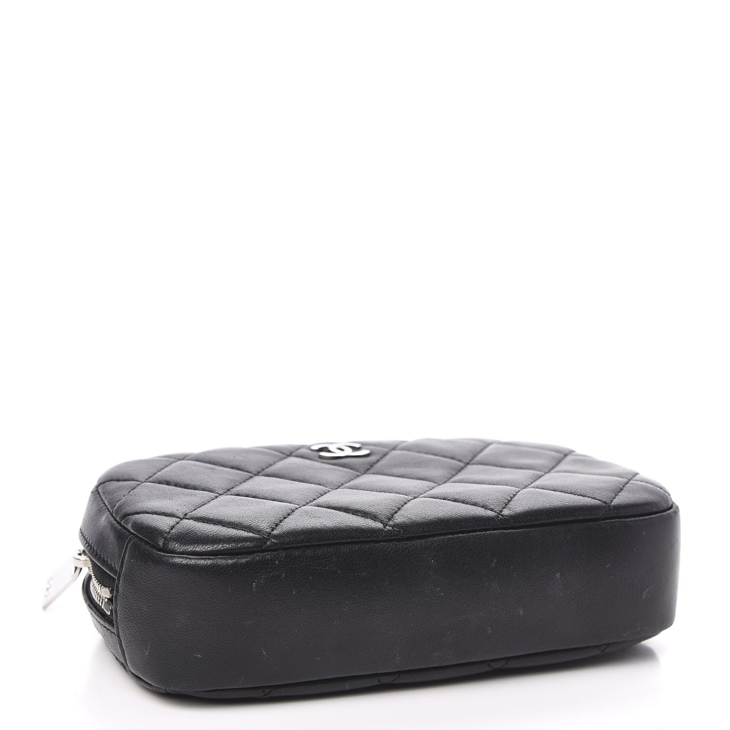 Chanel Lambskin Quilted Small Curvy Pouch Cosmetic Case Black 4 of 9