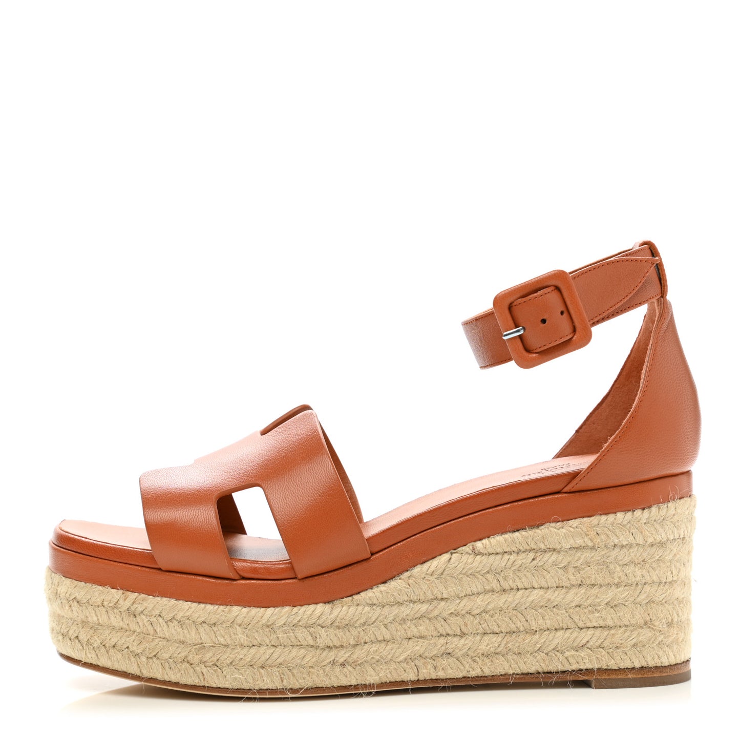 Goatskin Elda Espadrille Wedge Sandals 38 Marron Glaise