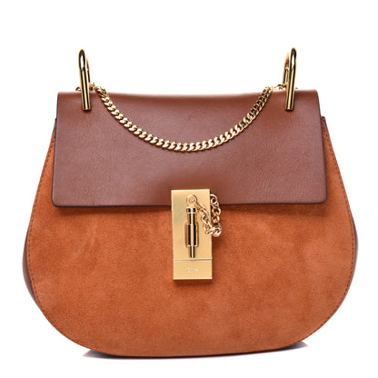 Chloe Suede Smooth Calfskin Drew Shoulder Bag Classic Tobacco 1 of 11