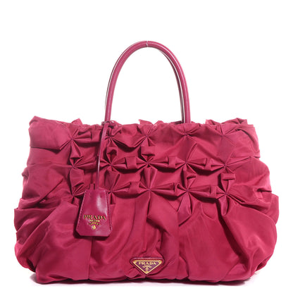 Prada Tessuto Nylon Origami Pleated Handbag Ibisco 1 of 10