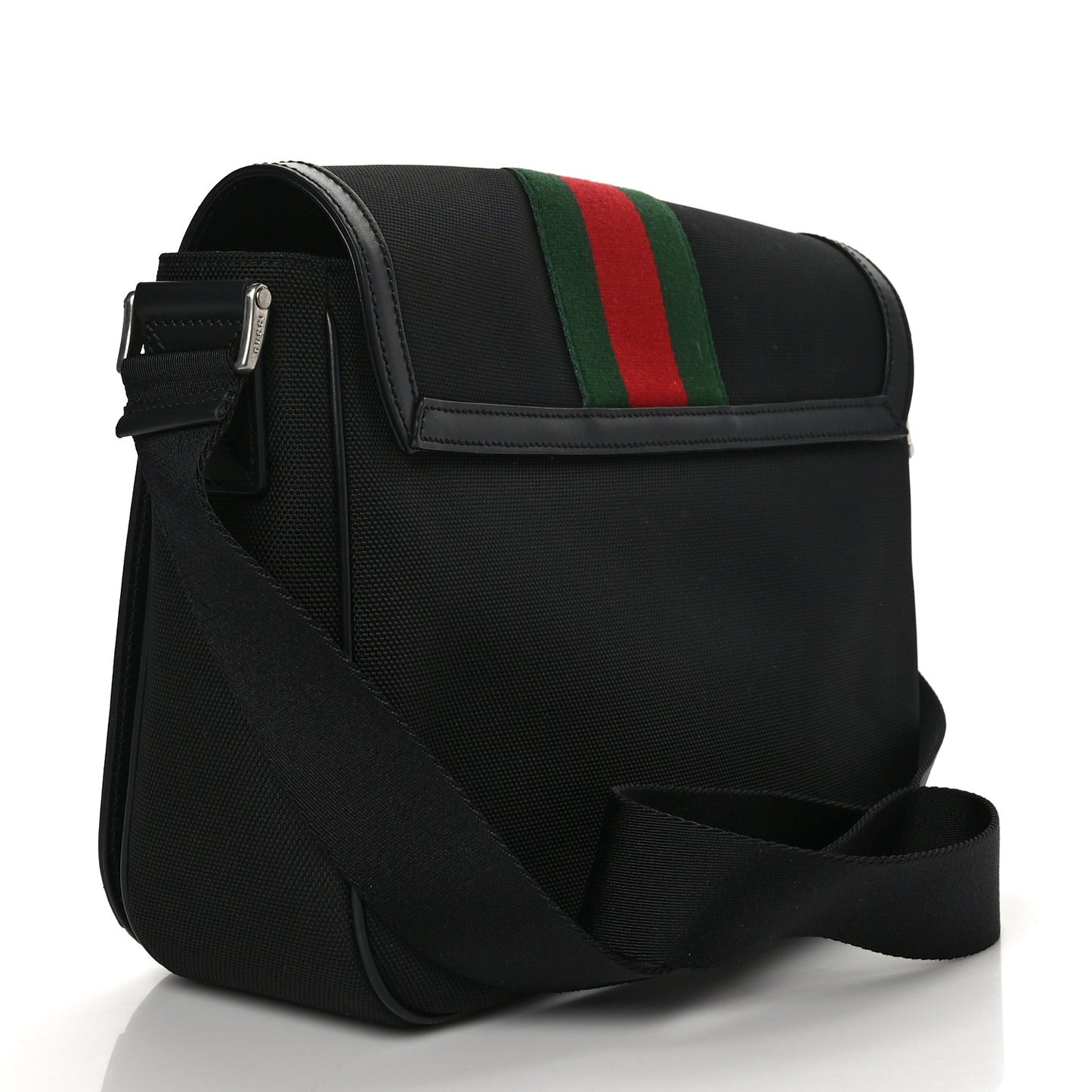 Techno Canvas Web Flap Messenger Bag Black