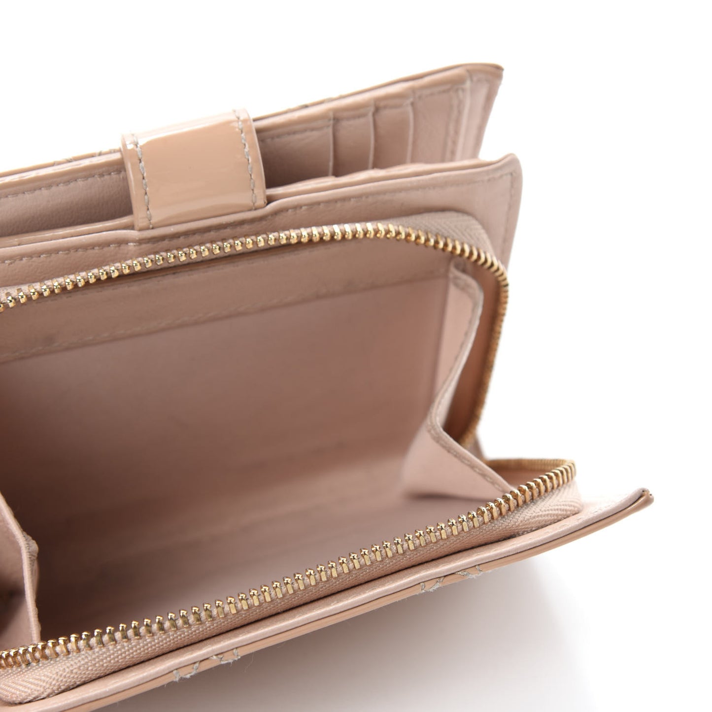 Patent Cannage Lady Dior Eden Wallet Beige