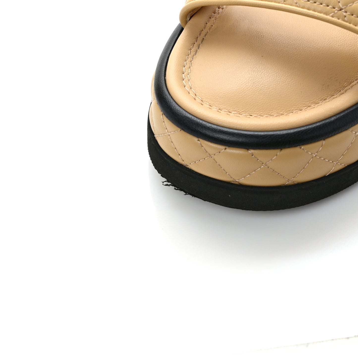 Lambskin Quilted Platform Sandals 41 Beige Black