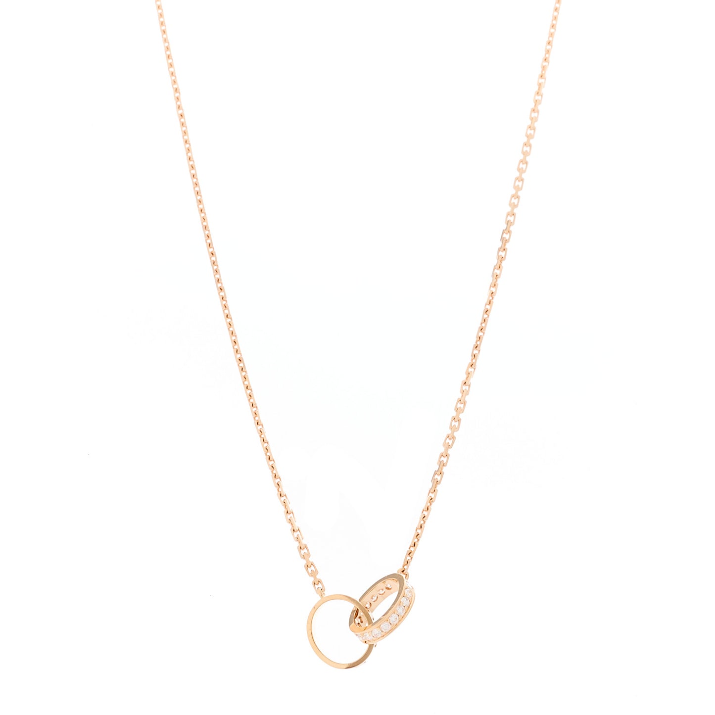 18K Pink Gold Diamond Interlocking LOVE Necklace