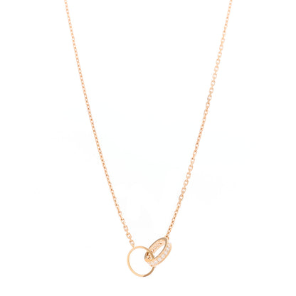 Cartier 18K Pink Gold Diamond Interlocking LOVE Necklace 1 of 6