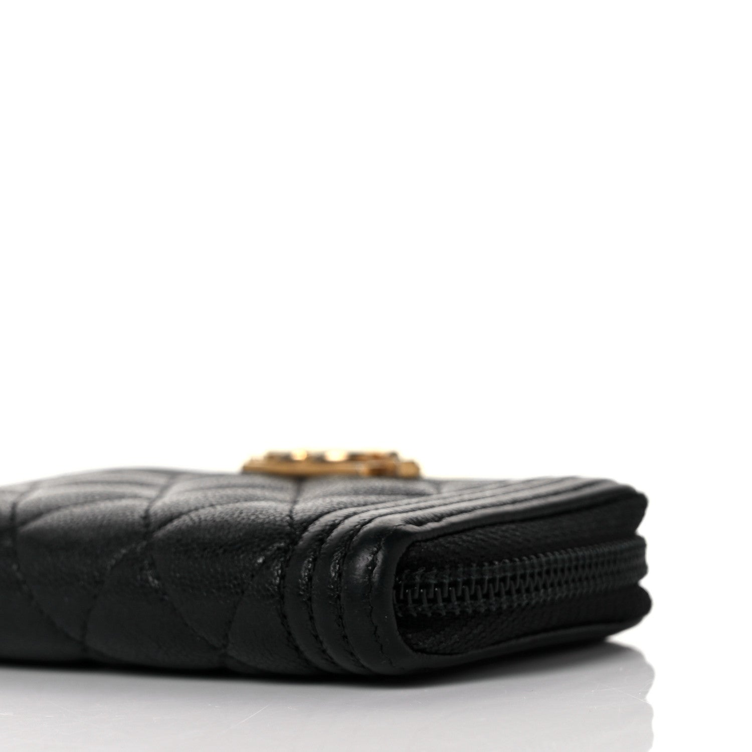 Chanel Caviar Quilted Boy Zip Around Coin Purse Wallet Black 8 of 9