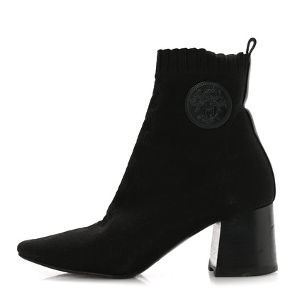Hermes Knit Calfskin Jenna 60 Ankle Boots 36 Black 1 of 8