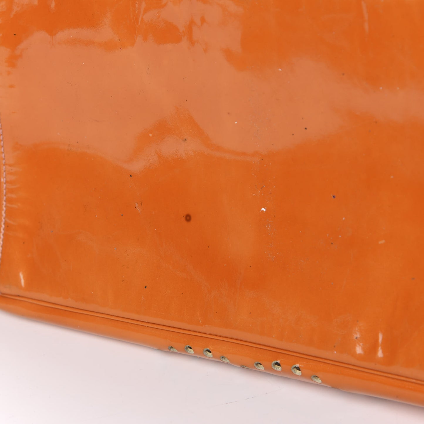 Patent Perforated CC Shopping Tote Orange