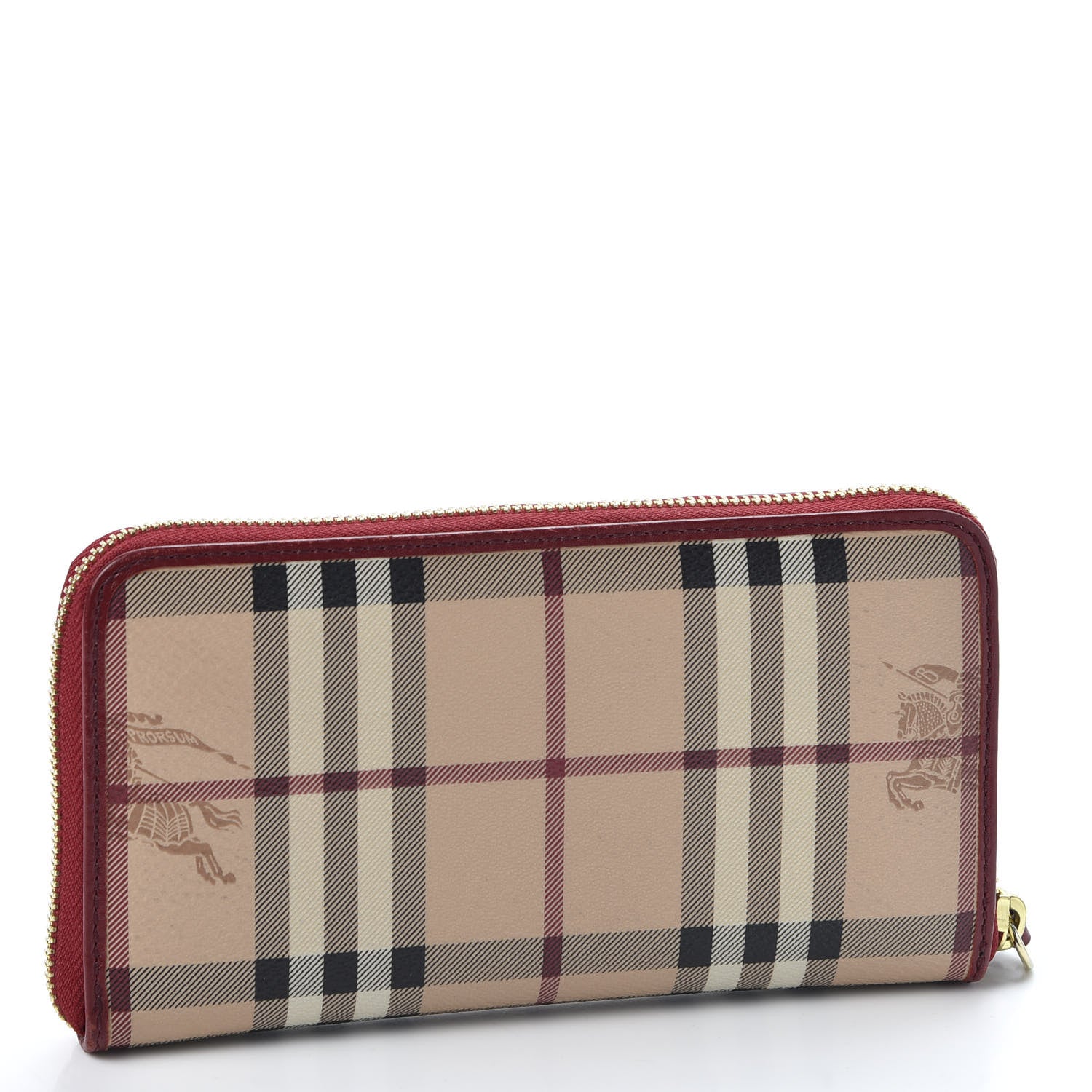 Burberry Haymarket Check Large Ziggy Zip Around Wallet Red 2 of 9