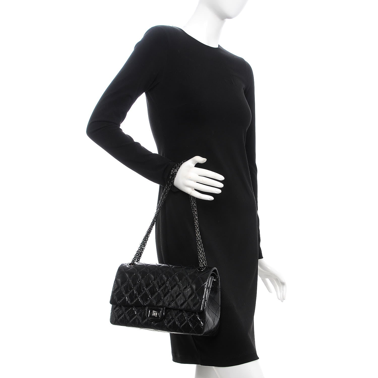 Chanel Glazed Calfskin Quilted 2.55 Reissue 226 Flap So Black 3 of 18